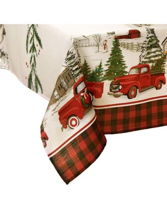 Elrene Vintage Christmas Tree Farm Holiday Rectangle Tablecloth