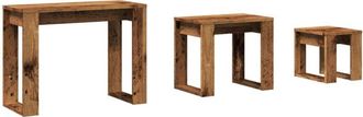 vidaXL Vidaxl - Mesas Apilables 3 Uds Madera De Ingenier&iacute;a Madera Envejecida