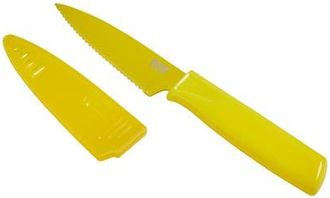 Kuhn Rikon Colori Non-Stick Serrated Paring Knife with Safety Sheath, 4 inch in Yellow at Nordstrom
