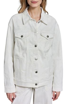 Karl Lagerfeld Bow Denim Jacket in White Denim at Nordstrom, Size X-Large