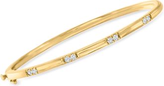 Ross-Simons Diamond Station Bangle Bracelet in 18kt Gold Over Sterling