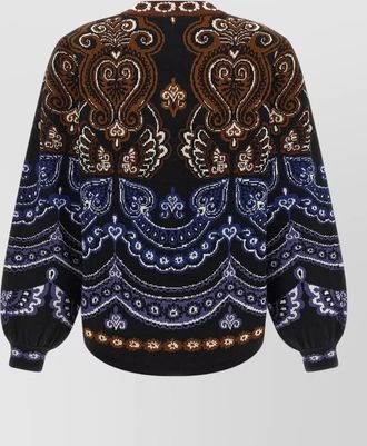 Farm Rio jacquard balloon-sleeve crew-neck jumper