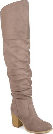 Journee Collection JOURNEE Kaison Ruched Tall Boot in Taupe at Nordstrom Rack, Size 8.5 Regular Calf