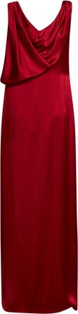 Maison Margiela Womens Maxi Dress Dark Red Satin Acetate