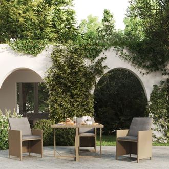 vidaXL Mesa De Jard&iacute;n Rat&aacute;n Sint&eacute;tico Y Vidrio Beige 109x107x74 Cm Vidaxl