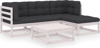 vidaXL Juego De Muebles De Jard&iacute;n 5 Pzas Y Cojines Madera Pino Maciza Vidaxl