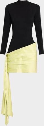 Et Ochs Simone Colorblock Asymmetric Draped Mini Dress