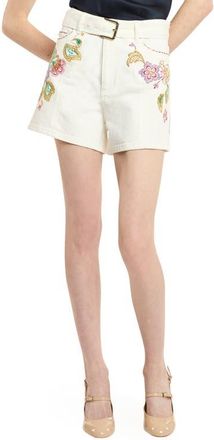 Cinq &agrave; Sept Jardin Boheme Ceil Denim Shorts in Scour Multi at Nordstrom, Size 12