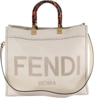 Fendi Pre-owned Sunshine Medium Tote Bag - Dames - Vintage Shopper - Beige - ONE Size - Leer - Vintage
