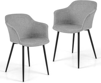 Costway Costway - Juego De 2 Sillas De Comedor, Silla De Cocina Tapizadas Con Respaldo Ergon&oacute;mico, Reposabrazos Anchos, Sillas Auxiliares Modernas Y Elegantes