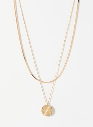 Simons Womens Grooved medallion two-row chain