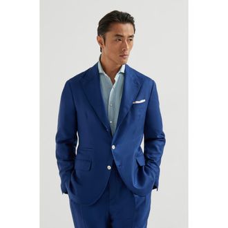 Brunello Cucinelli Cashmere and silk blazer in Avio Blue at Nordstrom, Size 54 It