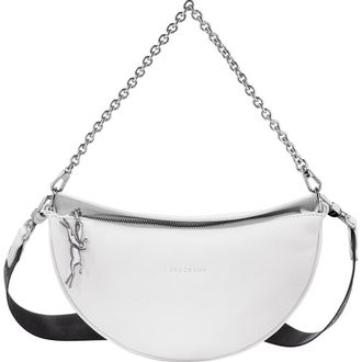Longchamp Smile Small Half Moon Leather Crossbody Bag in White at Nordstrom Rack