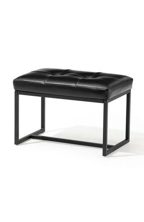 Glitzhome Modern Thick Leatherette Accent Stool with Metal Frame in Black at Nordstrom, Size Medium