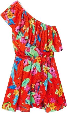 Desigual Abito corto monospalla con ruches - Rosso