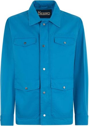 Herno Casual overhemd met opgestikte zakken - Heren - Zomerjassen - Blauw - L - Katoen - Jassen