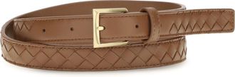 Bottega Veneta Womens Belt Intrecciato Tannin-Brass Vibrato Lamb (ovis Aries)