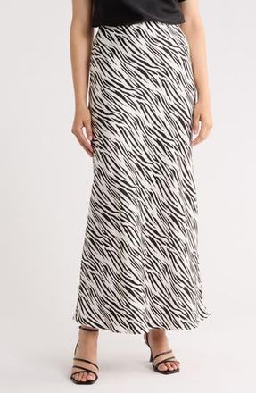 Renee C Zebra Print Satin Maxi Skirt in Ivory at Nordstrom Rack, Size X-Large