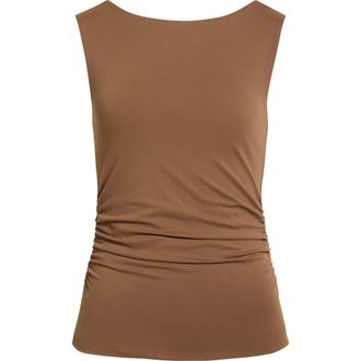 Open Edit Boat Neck Sleeveless Top in Brown Terra at Nordstrom, Size Xx-Small