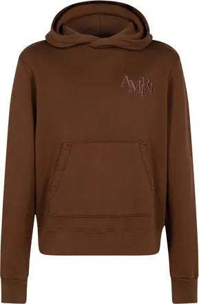 Amiri Staggered logo-embroidered cotton hoodie - men - Cotton/Lyocell - XXXL - Brown