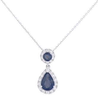 Diamant L'éternel Womens 9ct White Gold Pendants With 0.9ct Diamond & Sapphire - One Size