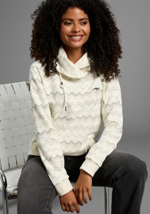 Kangaroos Sweatshirt KANGAROOS, Damen, Gr. 32/34, weiss (sanftes wei&szlig;), Sweatware, Obermaterial: 80% Baumwolle, 20% Polyester, gemustert, figurumspielend h&uuml;ftbe