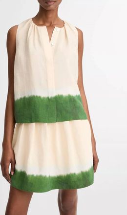 Vince Dip-Dye Sleeveless A-Line Top In Porcelain/herb