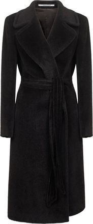 Tagliatore wide-lapel belted coat - Black