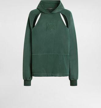 Dolce & Gabbana Treated Cotton Hoodie - Man Sweatshirts Green Xl