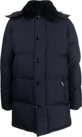 Brioni Gewatteerde Donsjas - Heren - Dons jassen - Blauw - XL - Katoen - Jassen