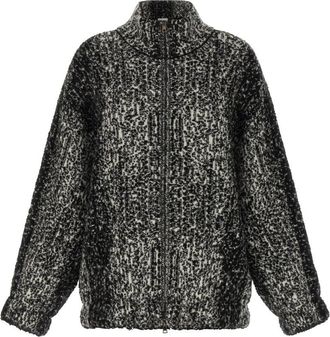 Nude Black Textured Mock Collar Jacket