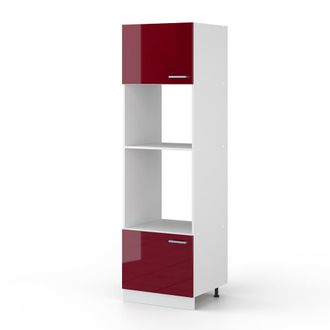 Vicco Mueble Despensa Universal R-line, Rojo Burdeos Alto Brillo, 60 Cm Con Estantes Abiertos Y Puertas Vicco
