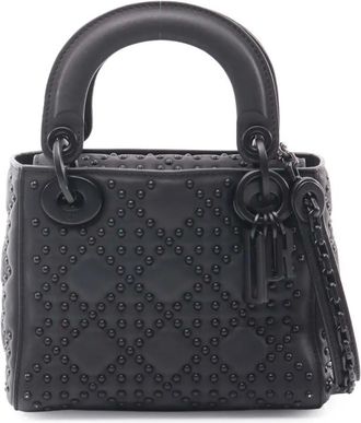 Dior Borsa a tracolla Lady Dior Ultra Matte mini con borchie e motivo Cannage 2018 - Nero