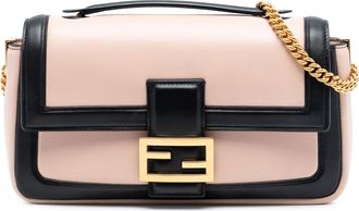 Fendi Pre-owned Womens Bicolor Leather Chain Midi Baguette - Peach - One Size
