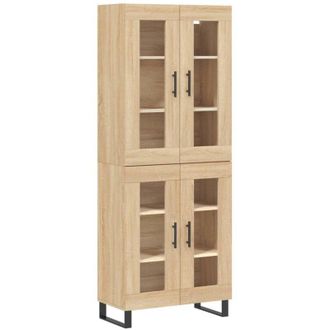 vidaXL Aparador Alto Madera Contrachapada Color Roble 69,5x34x180 Cm Vidaxl