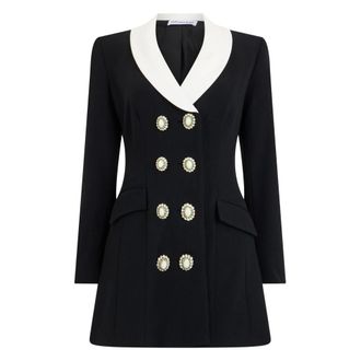 Self Portrait Blazer met kostbare knopen - Dames - Jassen - Zwart - Maat: XS Wol