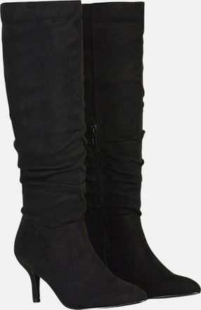 XY London Womens XY London Womens/Ladies Sian Ruched Pointed Mid Stiletto Knee-High Boots - Black - Size: 5
