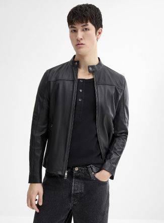 Michael Kors Mens Minimalist leather biker jacket