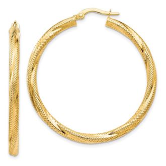 Diamond2Deal 10K Yellow Gold Twisted Round Hoop Earrings