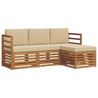 vidaXL Conjunto De Sof&aacute;s De Exterior Con Coj&iacute;n 4 Pcs Natural Y Beige Vidaxl