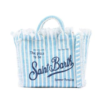 MC2 Saint Barth Tote Bags, female, Blue, Size: ONE SIZE Vanity Mini Linen