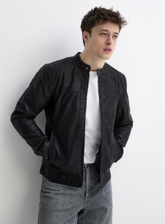 Only & Sons Mens Faux-leather biker jacket