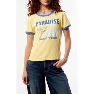PacSun Paradise Skimmer Ringer Graphic T-Shirt in Yellow at Nordstrom, Size Xx-Small