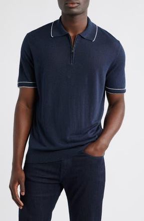 BOSS Jiovanotto Quarter Zip Polo in Dark Blue at Nordstrom Rack, Size Xx-Large