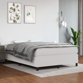 vidaXL Vidaxl - Cama Box Spring Con Colch&oacute;n Cuero Sint&eacute;tico Blanco 140x200cm