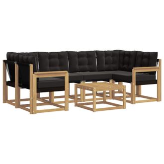 vidaXL Conjunto De Sof&aacute;s De Exterior Con Coj&iacute;n 7 Pcs Blanco Y Negro Vidaxl