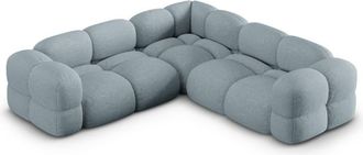Cosmopolitan Design Sof&aacute; esquinero sim&eacute;trico 4 plazas tejido estructural azul pastel
