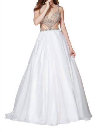 Angela & Alison Corset Prom Dress In Ivory