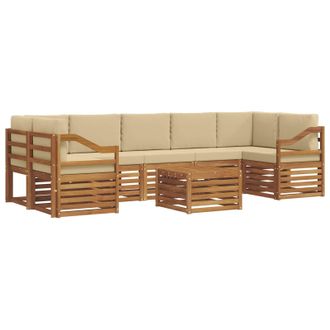 vidaXL Set Di Divani Da Esterno 8 Pz Naturale E Beige Vidaxl