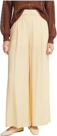 Patrizia Pepe Broeken, Dames, Beige, M, Polyester, Logo-plaque Palazzo Broek